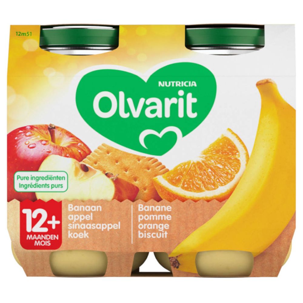 Olvarit Babyvoeding Fruitpap Banaan Appel Sinaasappel Koek Vanaf