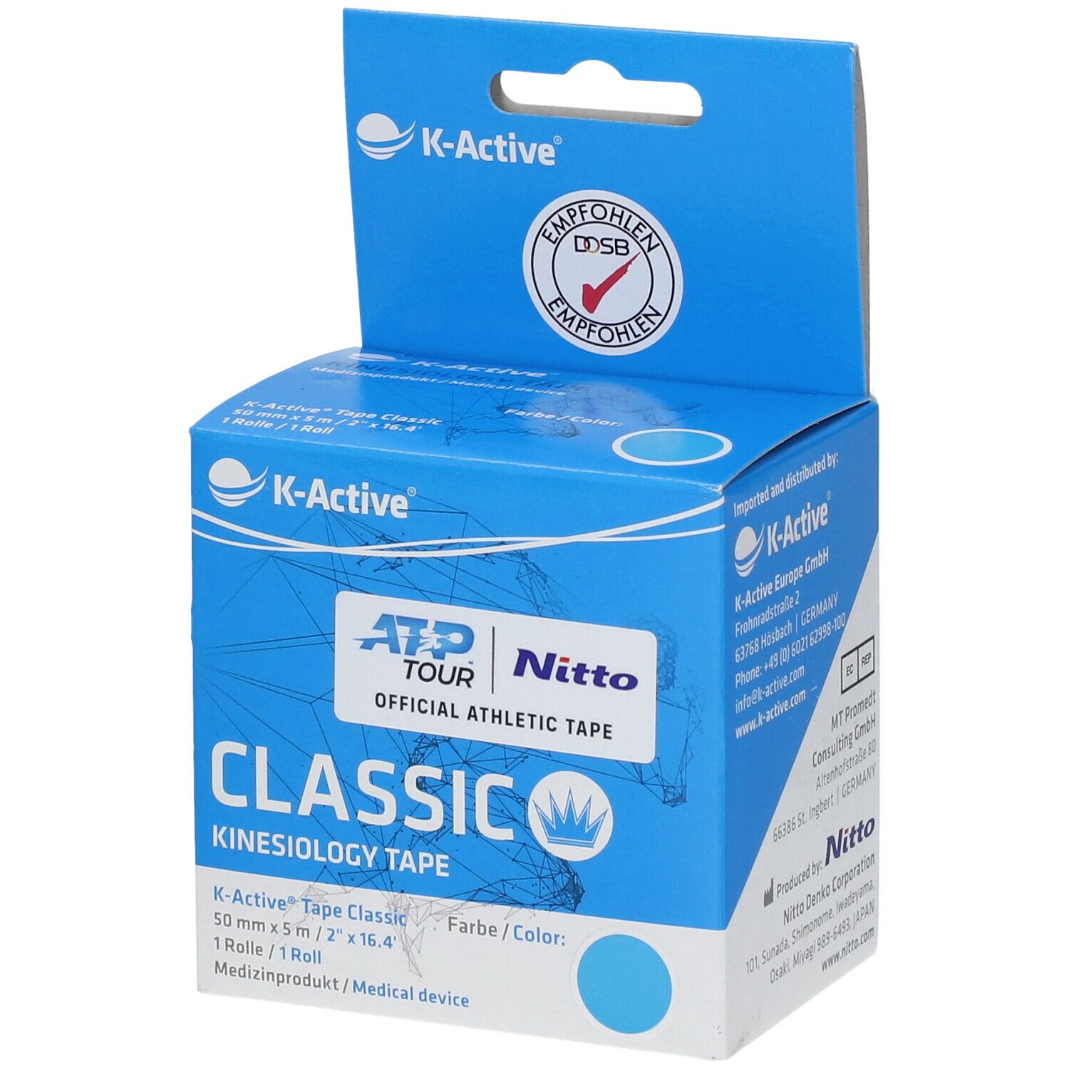 NAQI K Active Tape Classic 5cmx5m Bleu 1 Pc S Farmaline