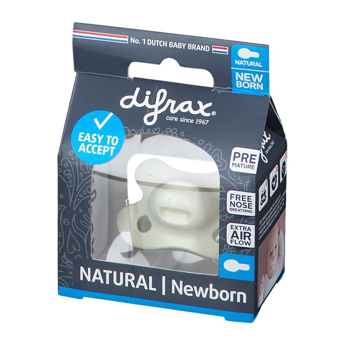 Difrax Fopspeen Natural Popcorn Newborn 1 St Farmaline Be