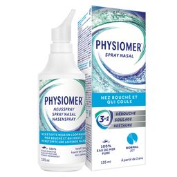 PHYSIOMER® Normal Jet Spray Nasal | Nez bouché & nez qui coule | 3-en-1 | 100 % eau de mer pure | À partir de 2 ans | rhume
