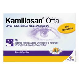 Kamillosan® Ofta Lingettes Stériles | Sans conservateur | Nettoyage doux des yeux pour paupières et cils | Convient aux enfants et bébés
