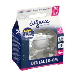 Difrax Sucette Dental Glow in the Dark 0-6 Moins