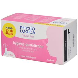 Physiologica Isonasal Bébé Unidoses + 10 Ampoules GRATUITES | Hygiène quotidienne, lavage du nez et des yeux