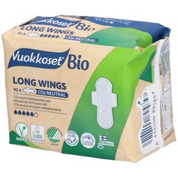 Vuokkoset Serviette Hygiénique Longue avec Ailettes 100% Bio