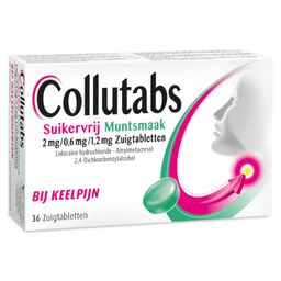 Collutabs zonder suiker met mintsmaak | Zuigtabletten | Antiseptisch en pijnstillend bij keelpijn | Lidocaïne