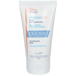 Ducray Keracnyl Fluide UV tegen onzuiverheden SPF50+ | Zonnebescherming vette huid met neiging tot acne