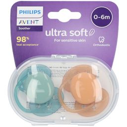 Philips Avent Ultra Soft Fopspeen Cognac - Groen 0-6 Maanden SCF091/03