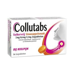 Collutabs zonder suiker met sinaasappelsmaak | Zuigtablet | Antiseptisch & pijnstillend | Keelpijn | Lidocaïne