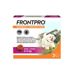FRONTPRO® Comprime A Croquer Contre Les Puces Et Les Tiques Pour Chiens [Chien S] (2-4kg) 3comprimes