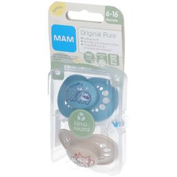 MAM Original Pure Siliconen Fopspeen Blauw - Ecru 6-16 Maanden