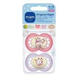 MAM Original Night Sucette Silicone Pink 6-16