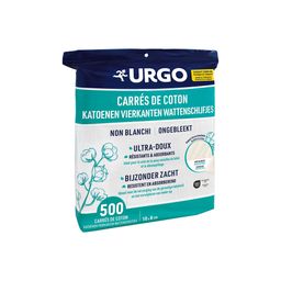 Urgo Katoenen Vierkanten Wattenschijfjes | Ultra-Zacht Absorberend | Katoen van OEKO-TEX® gecertificeerde kwaliteit, ongebleekt