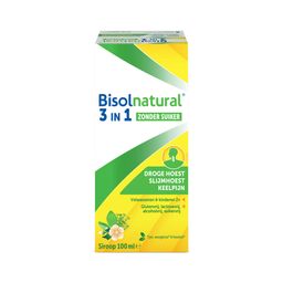 Bisolnatural 3 in 1 Zonder Suiker | Natuurlijke oplossing tegen slijmhoest, droge hoest en keelpijn
