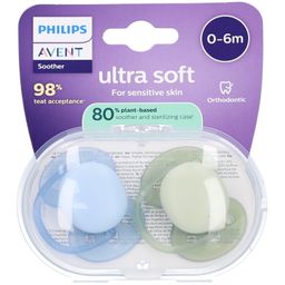 Philips Avent Sucette +0m Soft bleu clair/vert