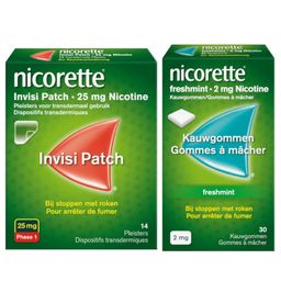 Nicorette® Combi Therapie Invisi Patch 25mg + Freshmint Gommes à Mâcher 2mg