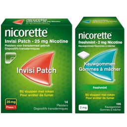 Nicorette® Combi Therapie Invisi Patch 25mg + Freshmint Kauwgom 2mg