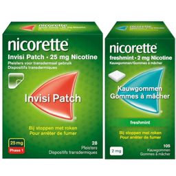 Nicorette® Combi Therapie Invisi Patch 25mg + Freshmint Kauwgom 2mg