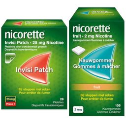 Nicorette® Combi Therapie Invisi Patch 25mg + Fruit Kauwgom 2mg
