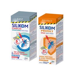 Silikom Fast Once Shampooing Anti-Poux + Protect Spray Anti-Poux