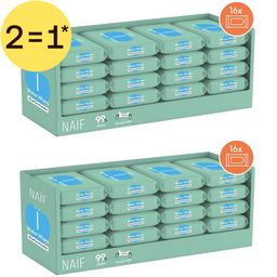 Naïf Plastic Free Water Wipes 16 pack | 2=1*