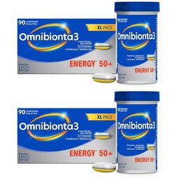 Omnibionta 3 Energy 50+ | Multivitaminen met vitamines B12, vitamine C, zink & ijzer | 3 maanden