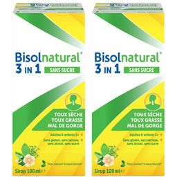 Bisolnatural 3 in 1 Sans sucre | Solution naturelle contre la toux grasse, la toux sèche et le mal de gorge