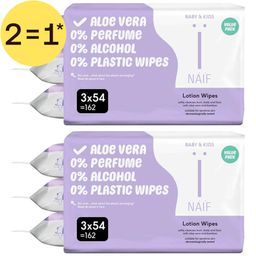 Naïf Lingettes avec Lotion Sans Plastique 3-pack | 2=1*