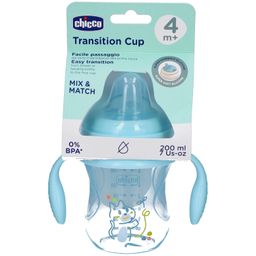 Chicco Overgangsbeker 200 ml 4m+ - Gobelet de Transition en Silicone Souple - Blauw