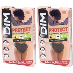 DIM Wasbare menstruatieslip van biologisch katoen - Slip met logo, zwart, maat 40-42 - Gemiddelde menstruatie