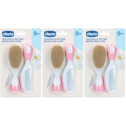 Chicco Brosse et Peigne Rose 0m +