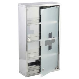 KARAT Armoire à médicaments Allen - Armoire à pharmacie porte verre argent 60 x 30 cm 4 comp.