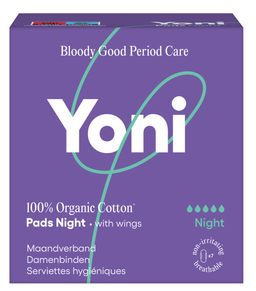 Nacht maandverband met vleugels ∙ 100% biologisch katoen ∙ voor de menstruatie ∙ Yoni