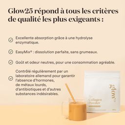 Glow25® Collagène en poudre | Collagène premium hydrolysé pur | Peptides de type 1 et 3 [450g]