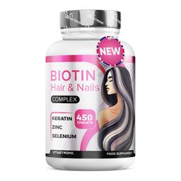 Vitastrong Complexe de Biotine - 450 comprimés, soutien pour des cheveux et des ongles forts