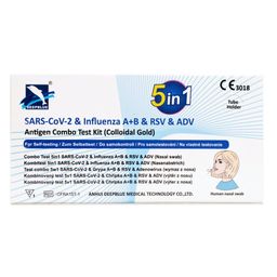 DeepBlue 5-in-1 sneltest COVID-19, griep A/B, RSV, adenovirus + GRATIS FFP2-masker