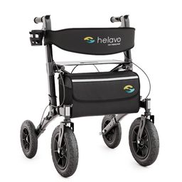 Helavo Déambulateur d'extérieur tout terrain avec pneus gonflables et siège pliable 9,5kg