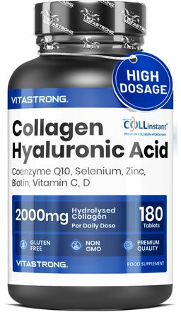 Vitastrong Collageen + Hyaluronzuur – 180 Tabletten, Stralende Huid