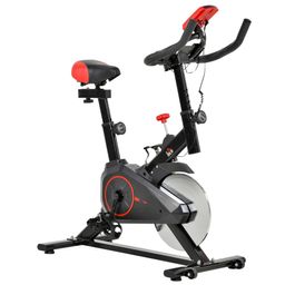 HOMCOM Vélo d'exercice, vélo de fitness avec écran LCD et capteur de fréquence cardiaque
