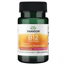Swanson Health Products Vitamine B12 met Folate - Smaak aardbei