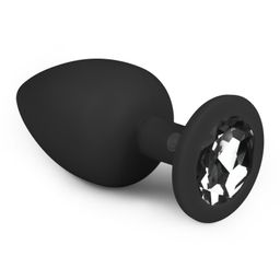 Easytoys - plug anal en silicone noir avec pierre décorative - petit