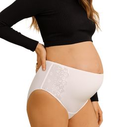 MYSANITY® Zwangerschapsslip met hoge taille in geborduurde tule, wit