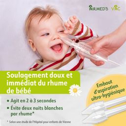 Airmed's Vac aspirateur nasal. Compatible avec tous les aspirateurs