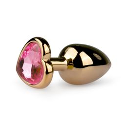 Easytoys - anaalplug van metaal goud met hartje siersteen - klein