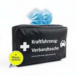 KARAT Trousse de secours automobile - DIN 13164:2022 avec deux masques et gilet de sécurité