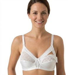 MYSANITY® Soutien-gorge d’allaitement en coton avec dentelle, bonnet C, blanc