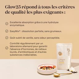 Glow25® Collagène en poudre Vanille | Hydrolysat de Collagène Premium | Peptides Type 1 et 3 [450g]