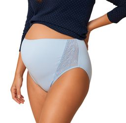 MYSANITY® Culotte de maternité taille haute en tulle brodé, bleu
