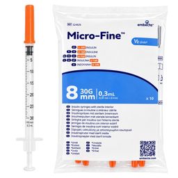Microfine Seringue Insuline 0,3ml 30g 8mm 10