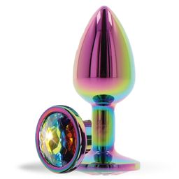 Lovelyness - Plug anal rond multicolore avec pierre décorative en métal