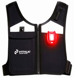 VITALIC Gilet de course réfléchissant avec porte-téléphone et lumière LED – sécurité running